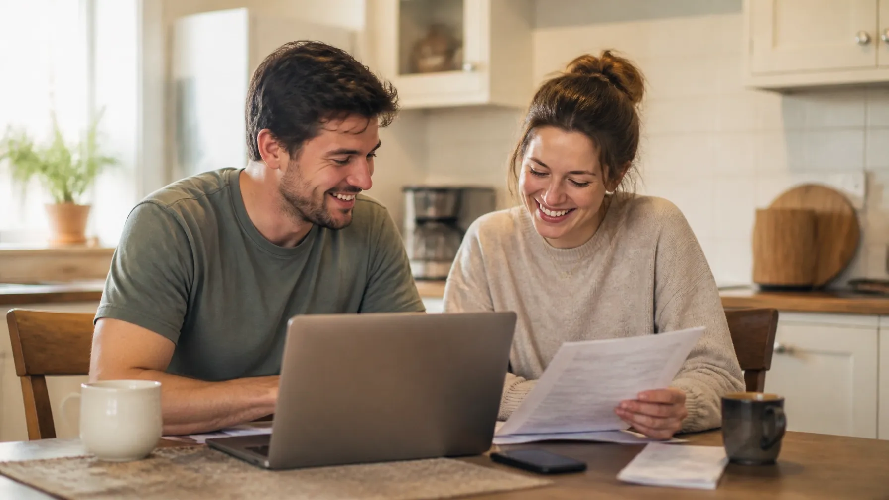 A couple reviewing their coverage options together at home