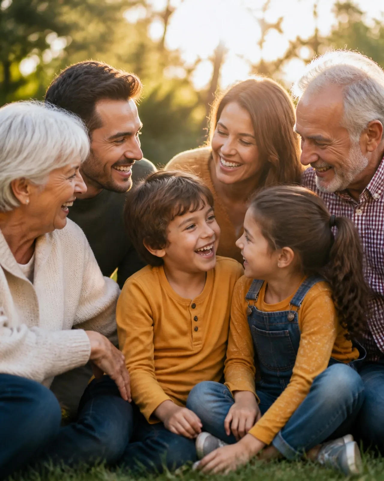 A multi-generational family enjoying time together outdoors